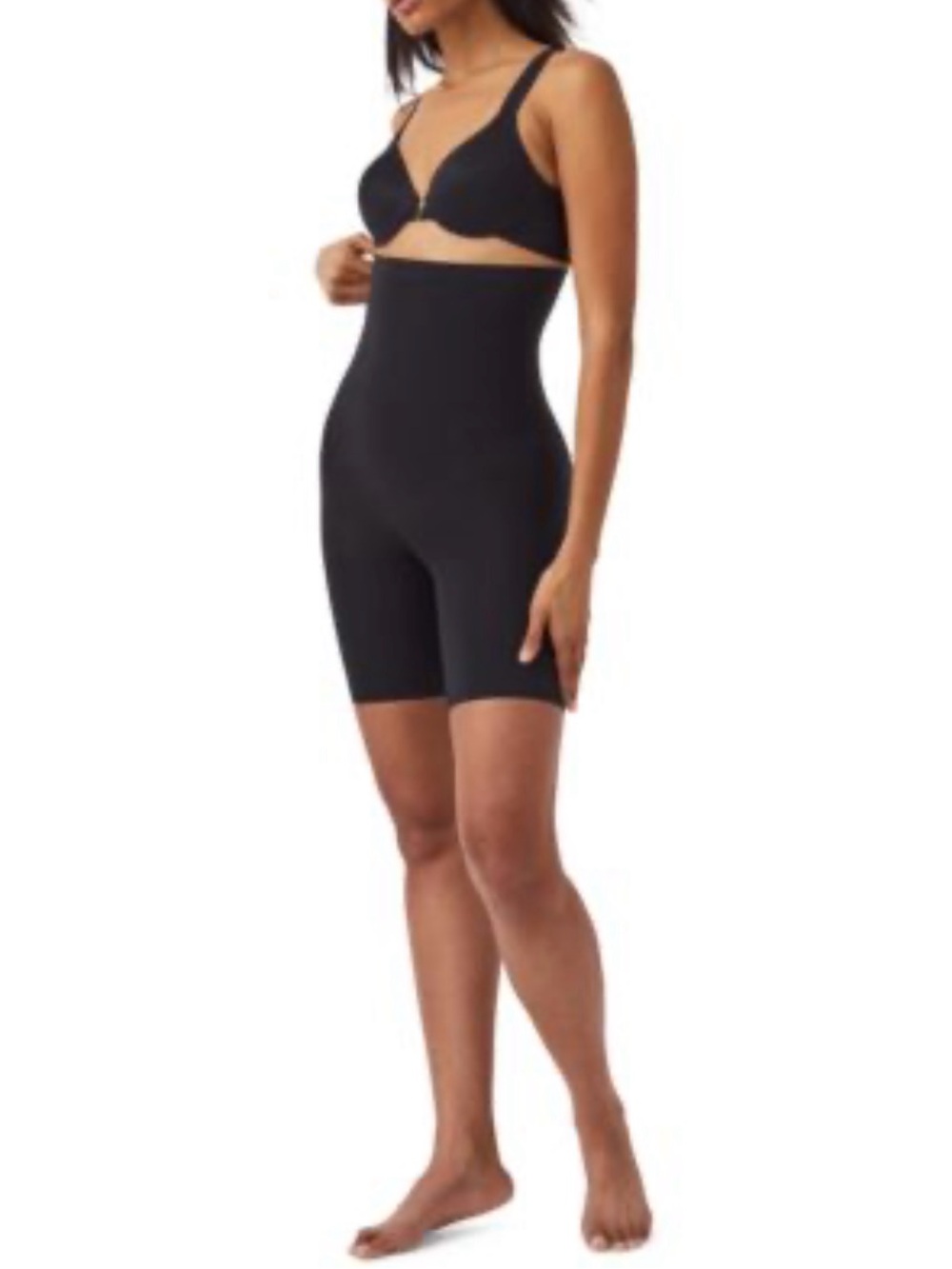 SPANX High-Waist Black Mid-Thigh Shaping Shorts